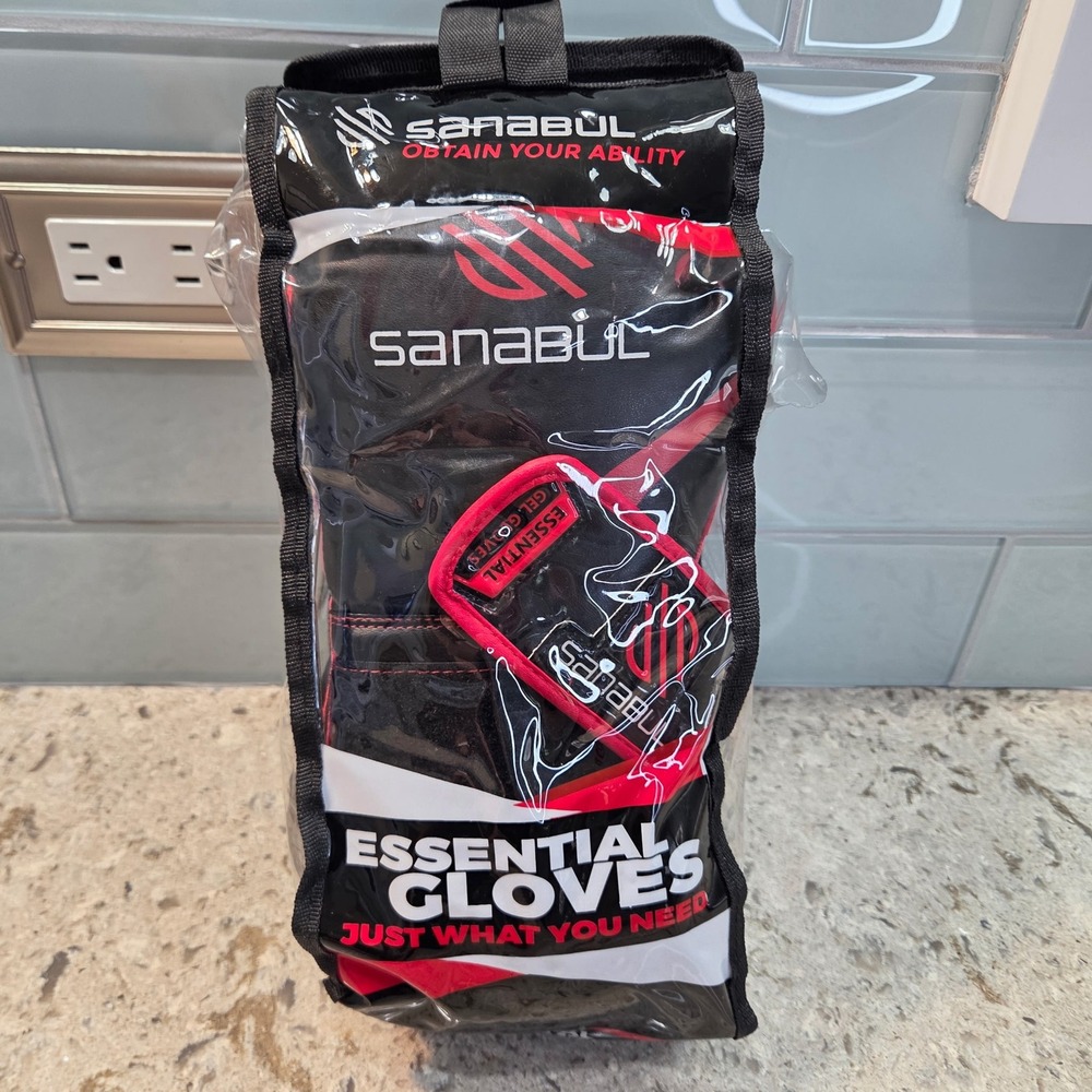 Sanabul Essential Gel Boxing Kickboxing Training Gloves Black‎ Red 8 oz NEW